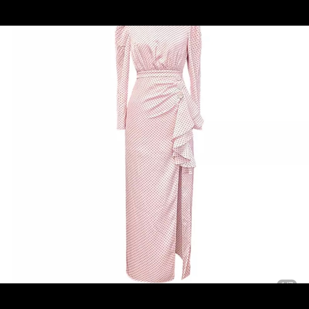 Silk pink polka dot dress